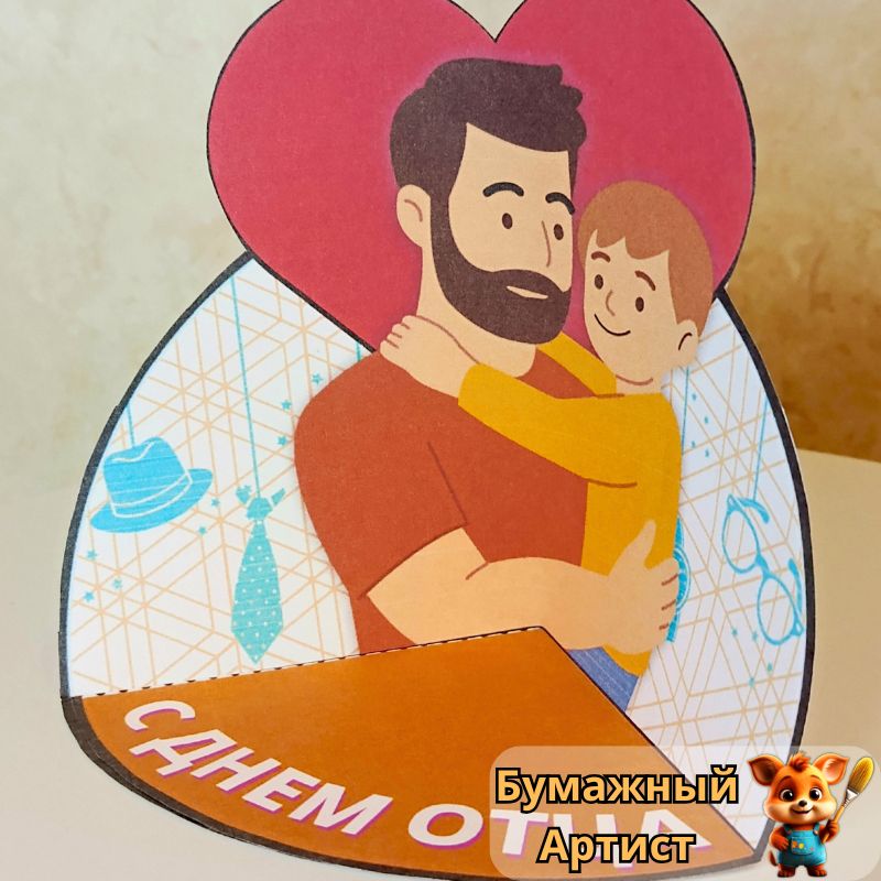 Открытка на День отца своими руками - шаблон для печати
